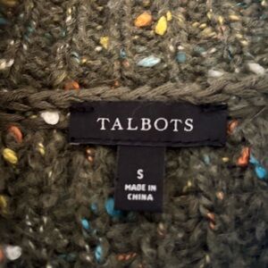 Talbots Olive Green Crewneck Sweater with Multicolor Flecks